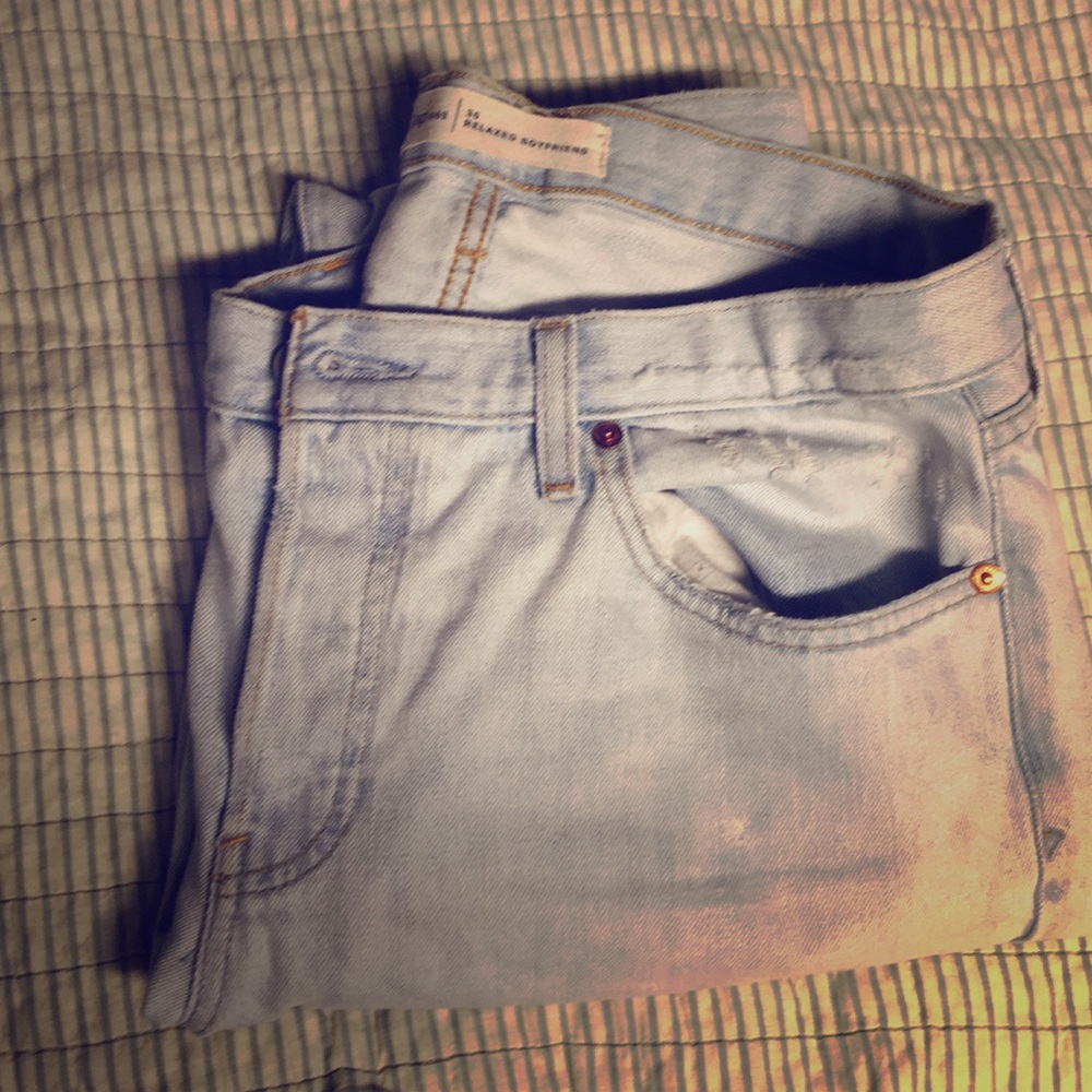 Soft jeans comfy. “Relaxed boyfriend” from Gap